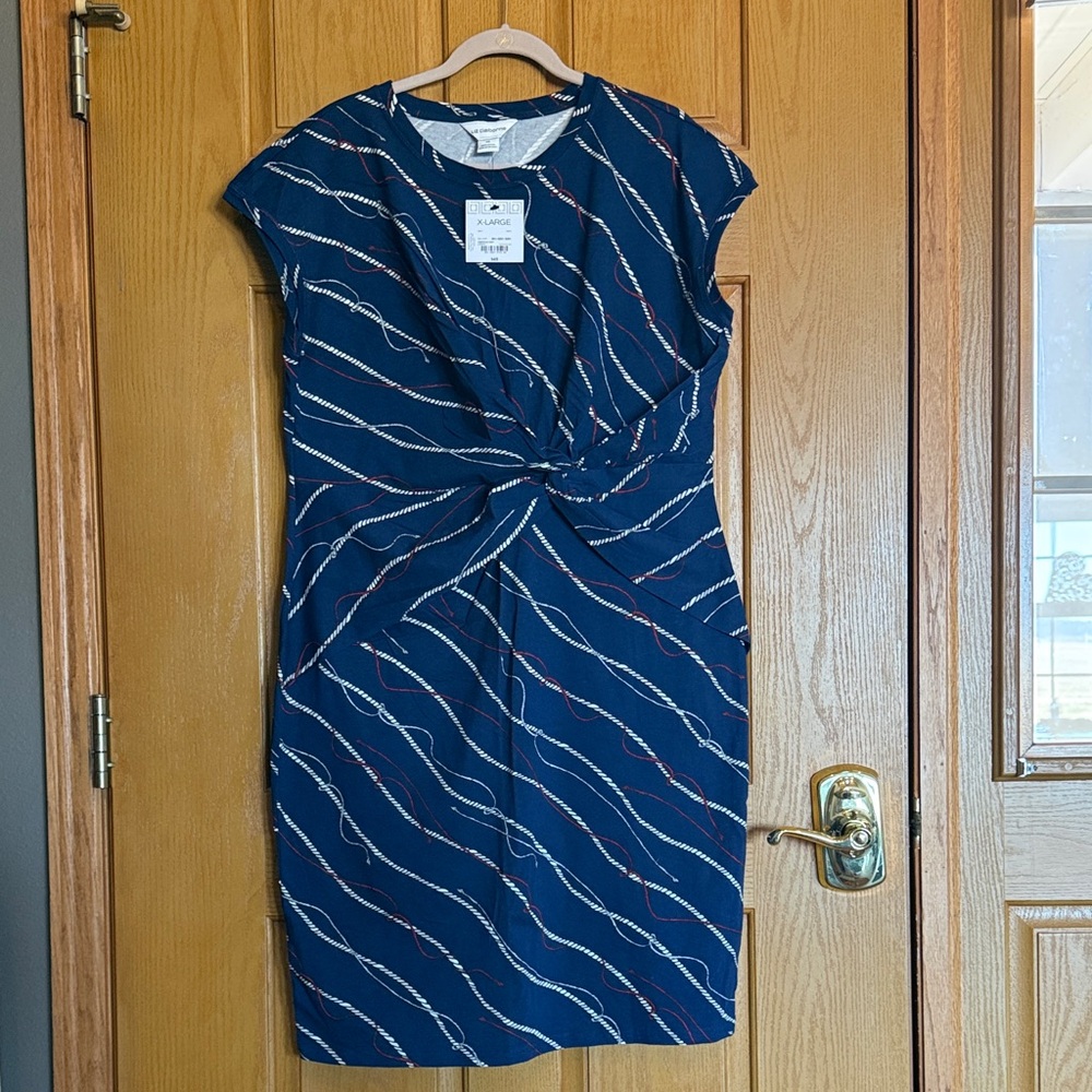 Calvin Klein Navy and White Midi Dress